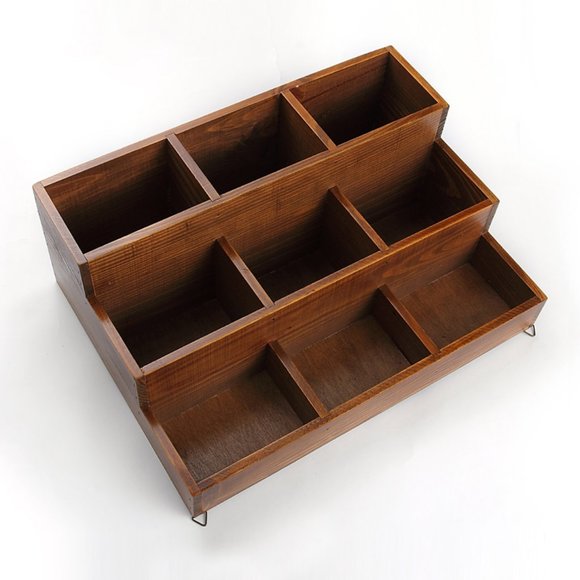 Apothecary Wooden Desk Organizer 9 compartments Wall Organizer